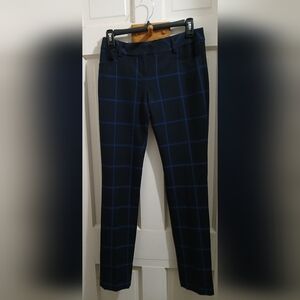 Express Columnist- Women's Skinny Trousers Navy and Royal Blue Window Pane, 00R